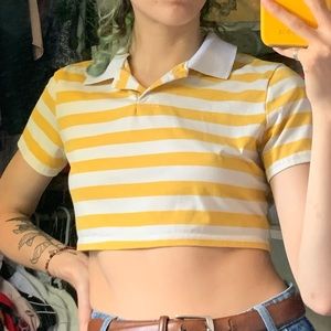 Yellow and white crop top